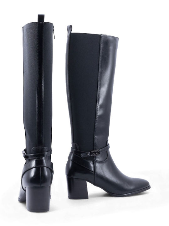 Damenstiefel mit mittlerem Absatz Schwarz