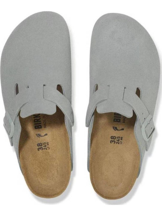 Boston Suede Leather Winter Women's Slippers Green Narrow Fit