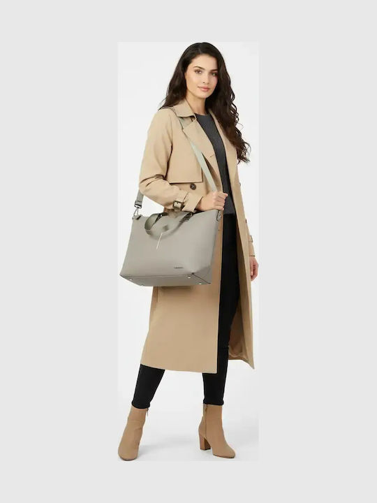 Σετ Γυναικεία Τσάντα Shopper Ώμου Γκρι