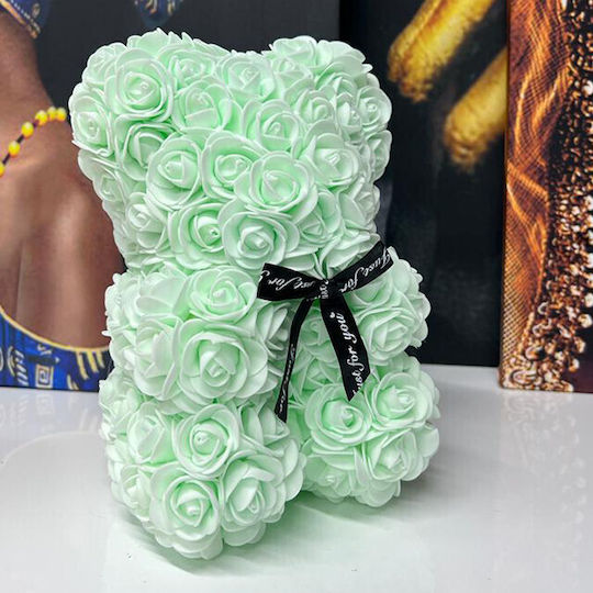Floral Teddy Bear Foam Roses 25 Cm Hand-decorated Gift Box Light Green