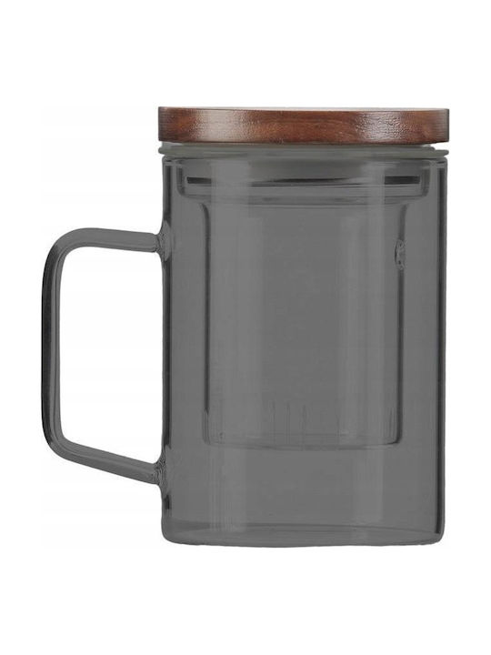 Cană Ceai Sticlă Gri 350ml