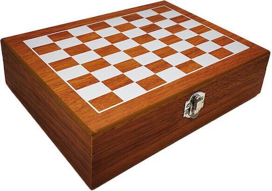 Set Men Box Givesdrink Piese Șah Flask 4 Pahare Acoperite Cu Piele Ecologică Maro