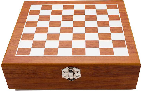 Set Cadou Bărbați Vlv Cutie Piese Șah Tirbușon Sticlă de Băut Pahar Înfășurat în Eco-piele Neagră 20x18x6cm