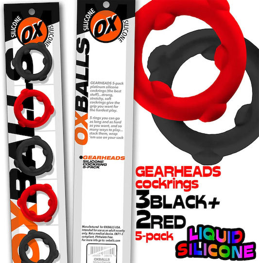 Oxballs Gearheads 5-pack Spinner Rings Red Black