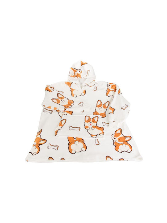 Κουβέρτα Fleece με Μανίκια 80x80εκ. Λευκή