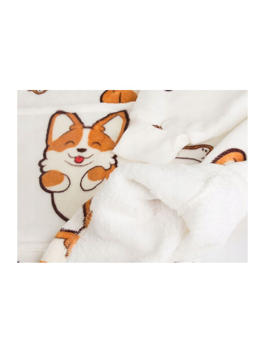 Κουβέρτα Fleece με Μανίκια 80x80εκ. Λευκή