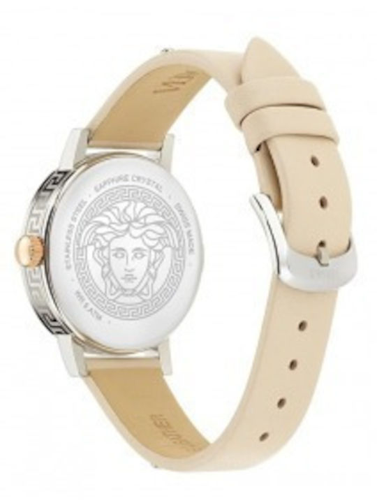 Versace Greca Ρολόι Μπαταρίας με Δερμάτινο Λουράκι