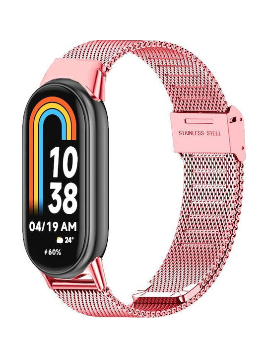 Volte-tel Vt155 Λουρακι Ρολογιου Μεταλλικο Xiaomi Smart Band 8/smart Band 9/smart Band 10 Milan Pink