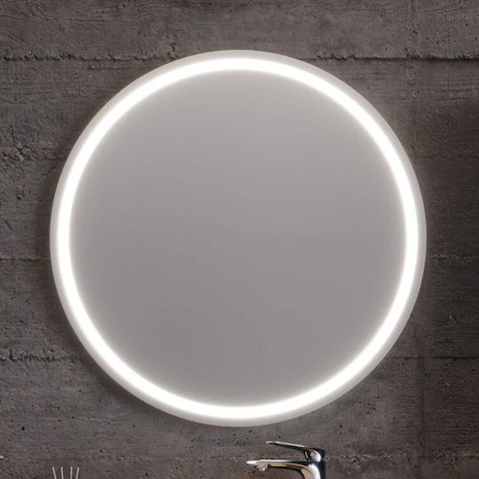 Round Bathroom Mirror Led made of MDF 80x80cm Blue