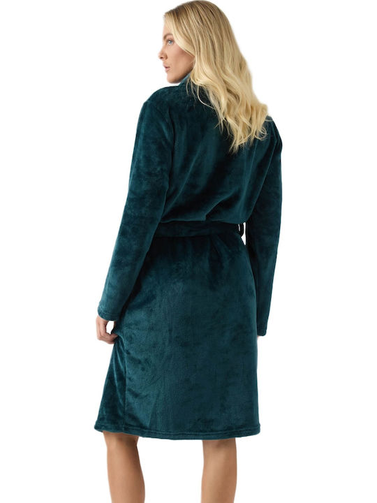 Minerva Winter Women's Robe Petrol Pine