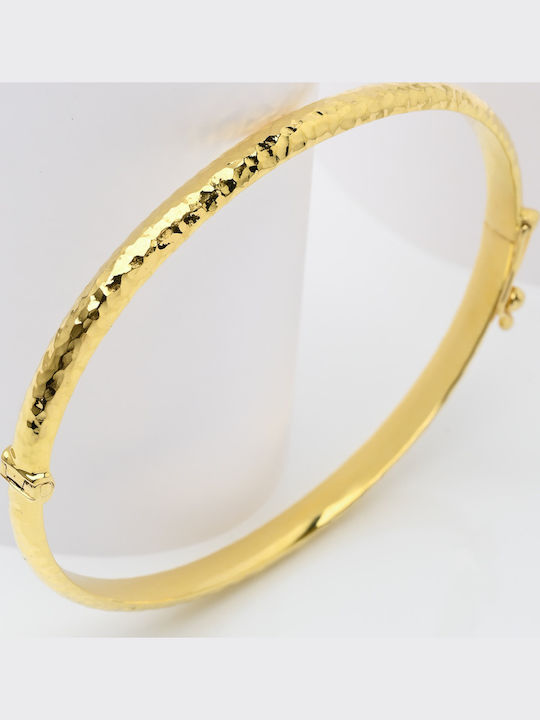 Lunaorocreations Women's Hammered Handcuff Bracelet Yellow Gold 14K Small