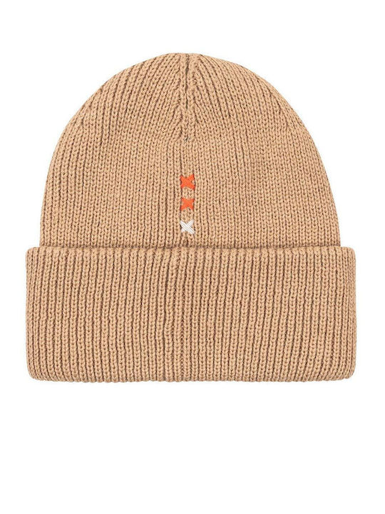 Chain Stitch Beanie Unisex Beanie Knitted in Brown color