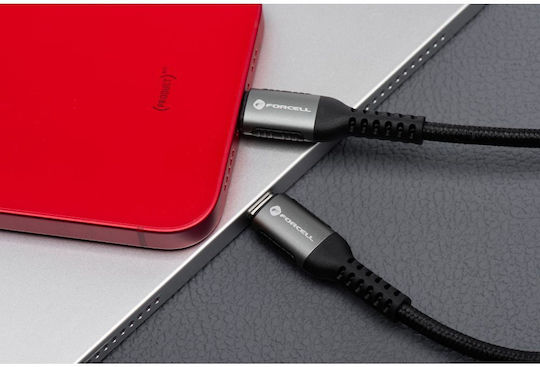 Forcell USB-A to Lightning Cable 12W Μαύρο 0.5m