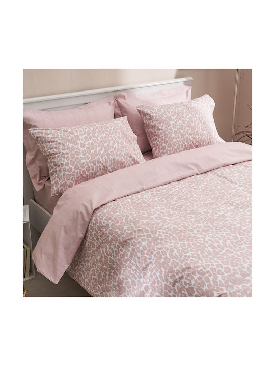 Charalambidis Textiles Leopar Set Față de Pernă Roz 52x72cm.