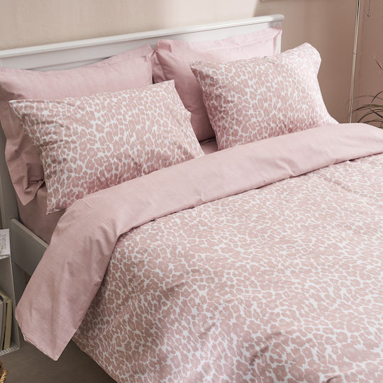 Charalambidis Textiles Leopar Σετ Μαξιλαροθήκες Ροζ 52x72εκ.