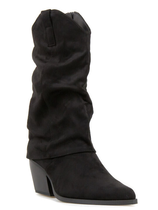 Suede Cowboy Boots Black