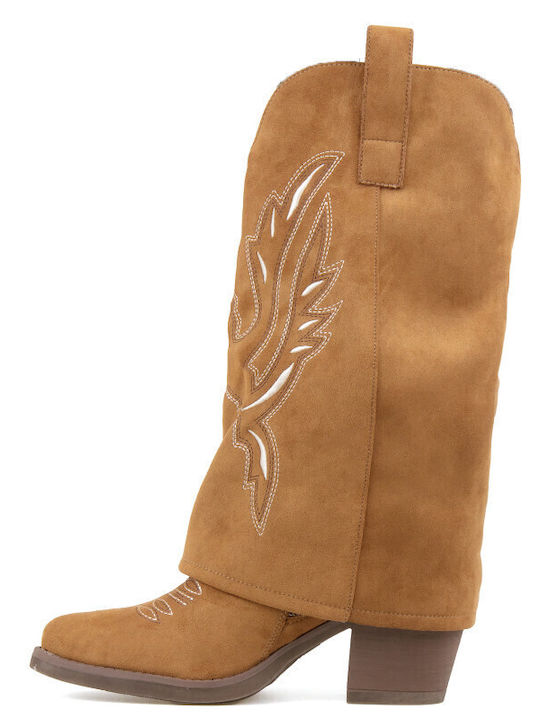 Wildleder Damenstiefel Cowboy Braun