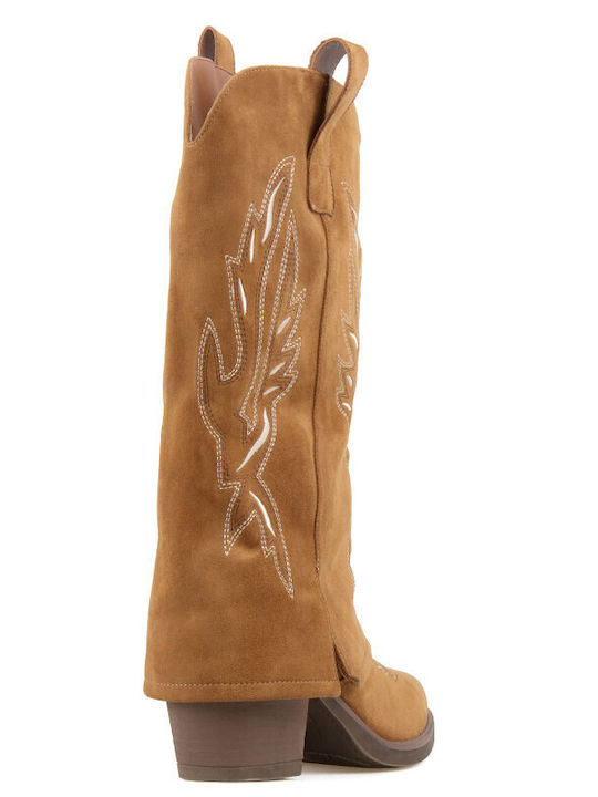 Wildleder Damenstiefel Cowboy Braun