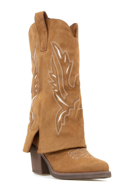 Wildleder Damenstiefel Cowboy Braun