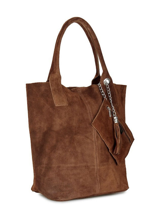 Women's Shoulder Bag Suede Brown bgset-09222-cml
