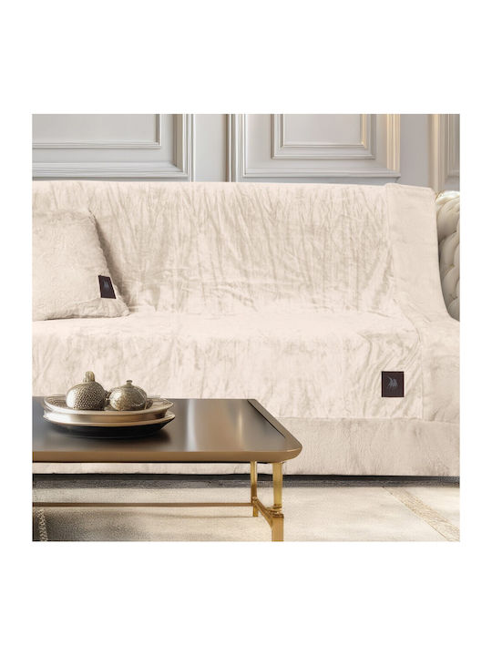 Greenwich Polo Club 3968 Dreisitzer-Sofa Wurf Samtig 180x300cm Ecru