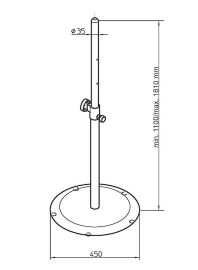 Konig & Meyer 26735 Βάση Ηχείων PA ύψους 110-181cm σε Μαύρο Χρώμα