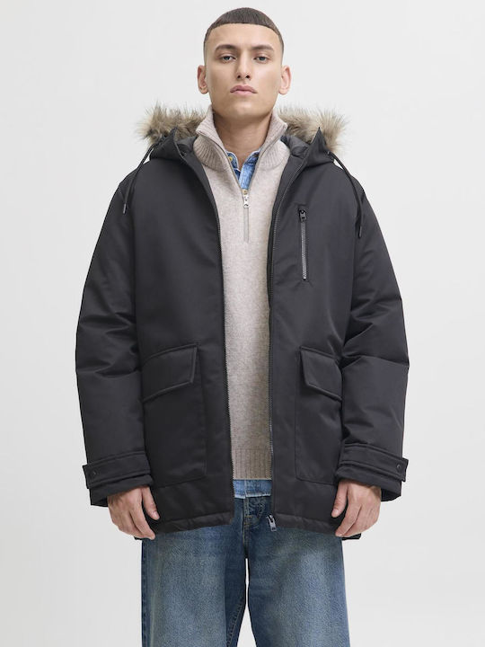 Geacă Parka de Iarnă Antivânt Neagră