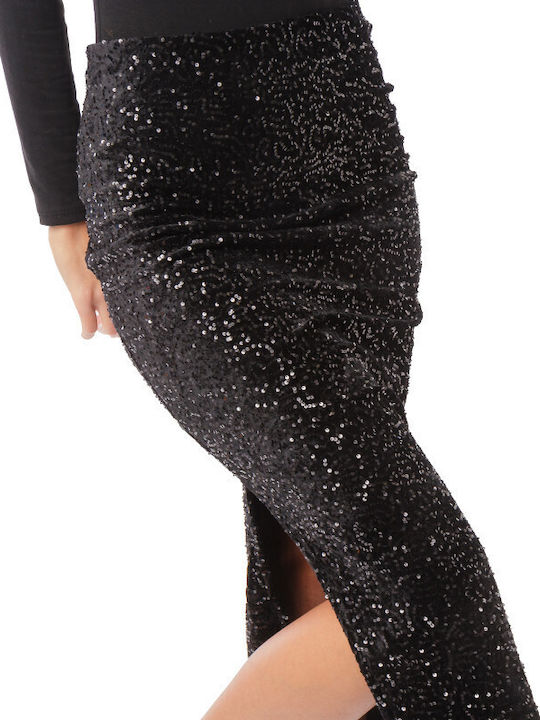 High-waisted Midi Skirt Black