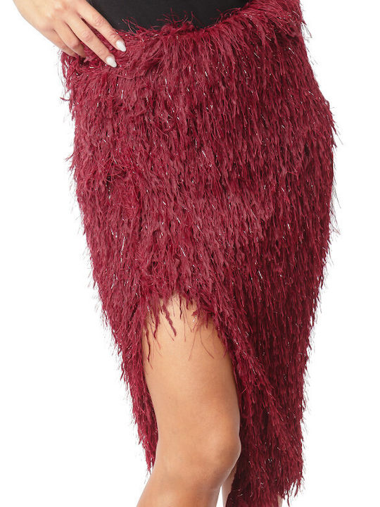 High-waisted Midi Skirt Burgundy