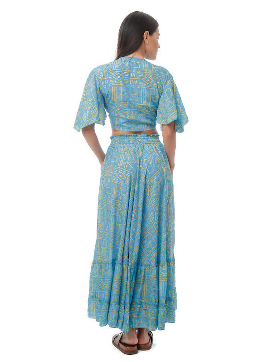 Set mit Maxi Rock Turquoise