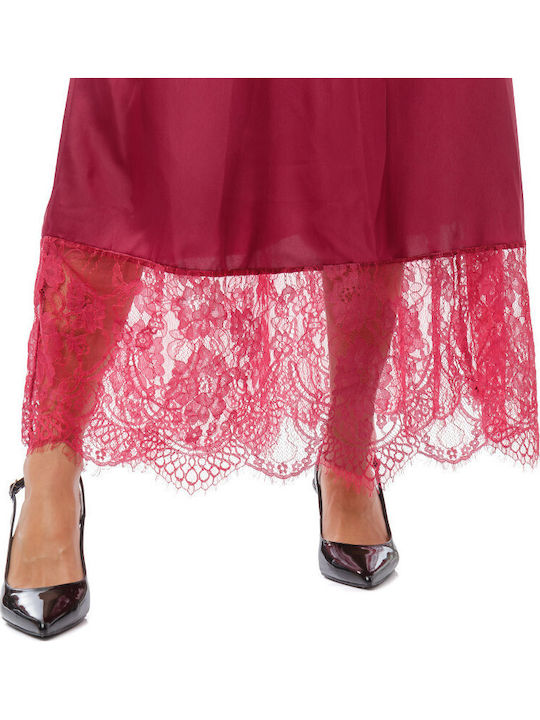 Satin Midi Fustă Burgundy