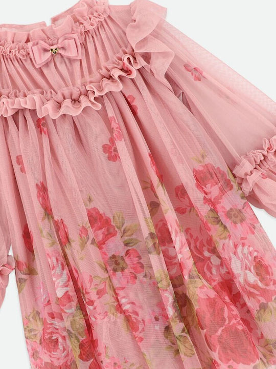 Παιδικό Φόρεμα Αμάνικο Τούλινο Floral Tea Rose