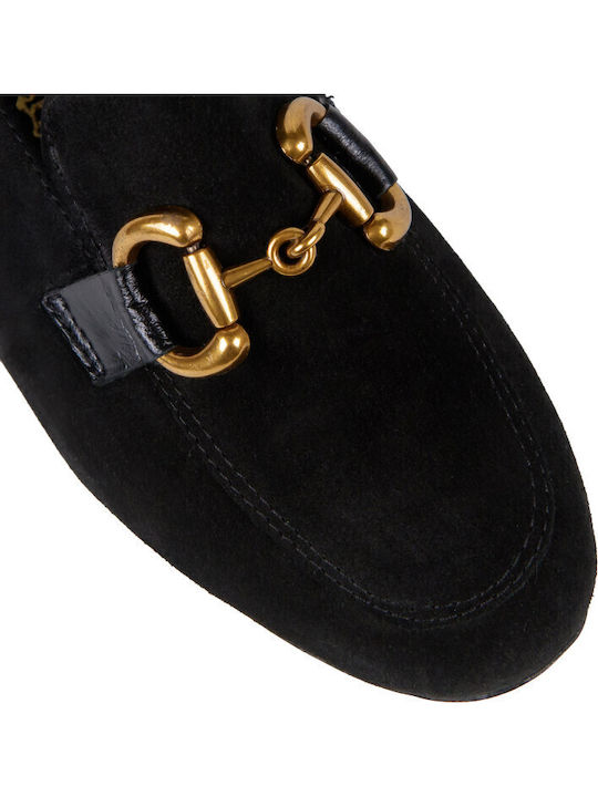 Leather Women's Loafers in Black Color