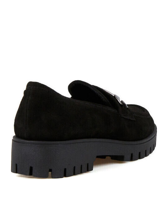 Δερμάτινα Γυναικεία Loafers σε Μαύρο Χρώμα