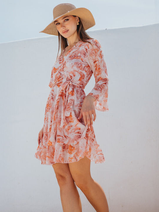 Sommer Mini Damenkleid mit Rüschen Rosa