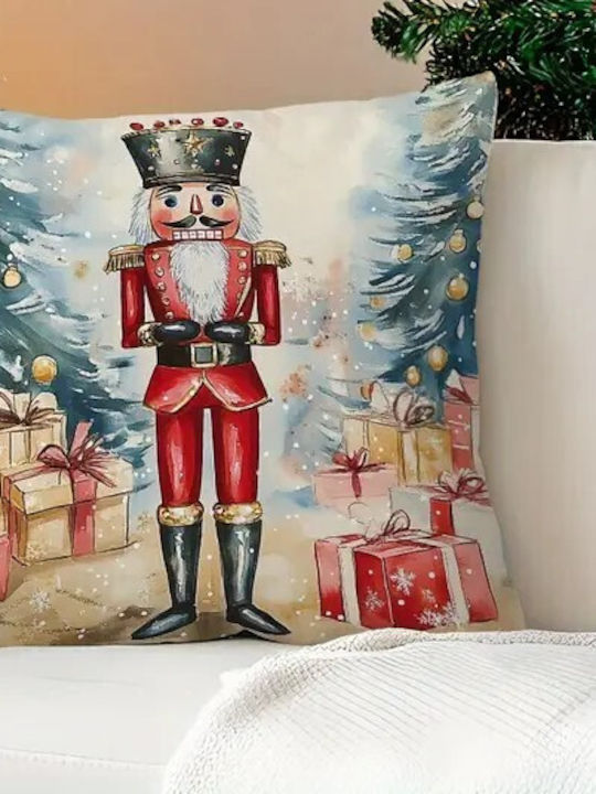 By Queen Limited Festive Edition Μαξιλαροθήκη Mε Καρυοθραύστη Kαι Δώρα 45x45εκ