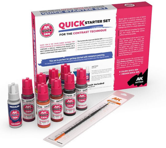 Quick Gen Quick Starter 1 Brush Σετ Χρώματα Μοντελισμού 18ml 9τμχ