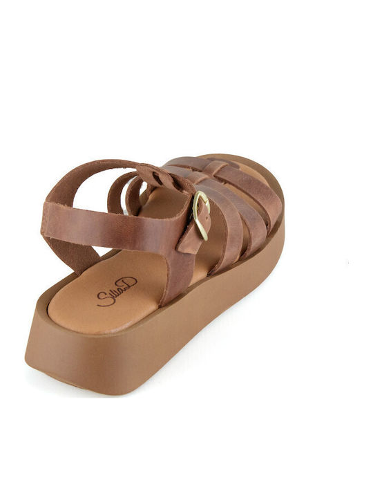 Sandale Casual Damă Gladiator Flatforme Maro