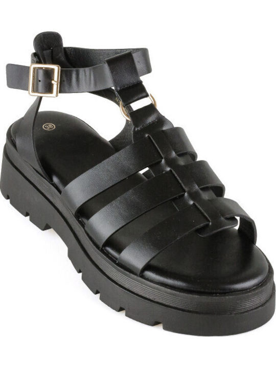 Γυναικεία Σανδάλια Gladiator Flatforms Μαύρα