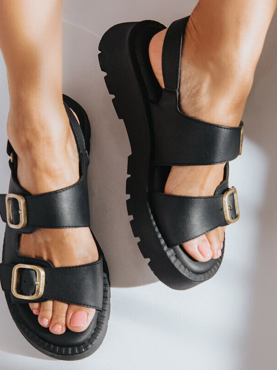 Γυναικεία Σανδάλια Flatforms Μαύρα