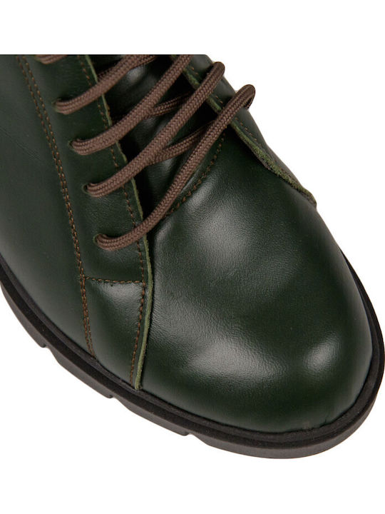Leather Women's Ankle Boots Green