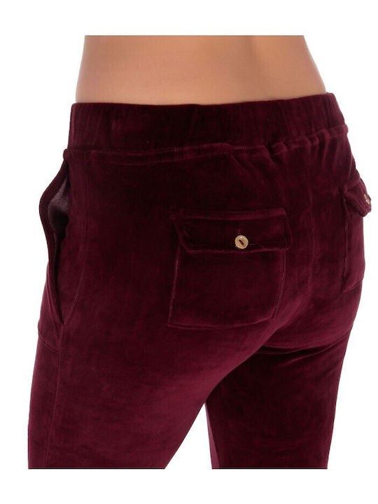 Sweatpants Set Velvet Burgundy