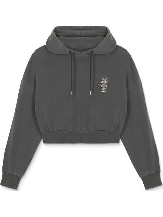 Vaderetro Cropped Women's Sweatshirt Hooded Vintage Black