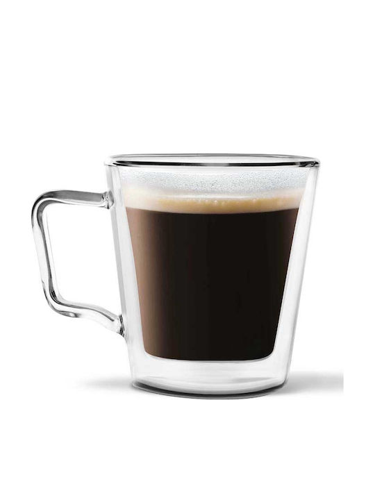 Vialli Design Set of Cups Coffee Glass Brown 250ml 2pcs
