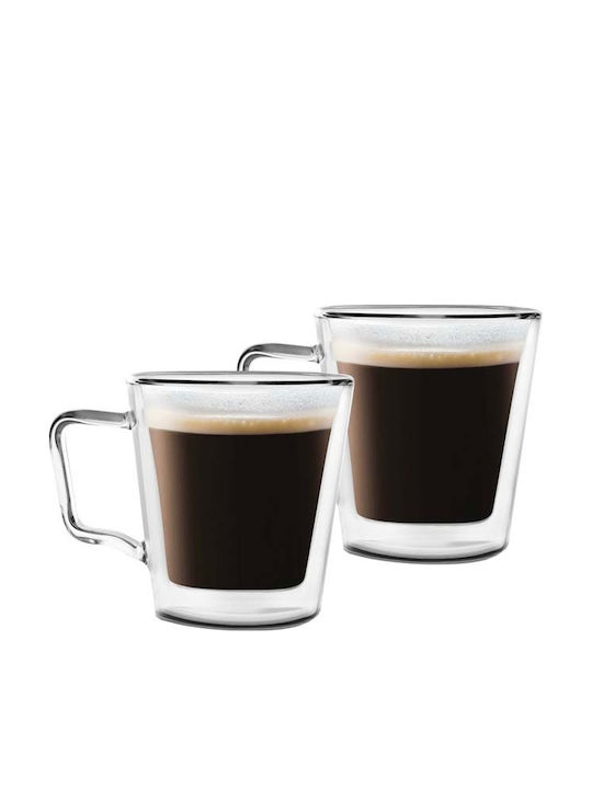 Vialli Design Set of Cups Coffee Glass Brown 250ml 2pcs