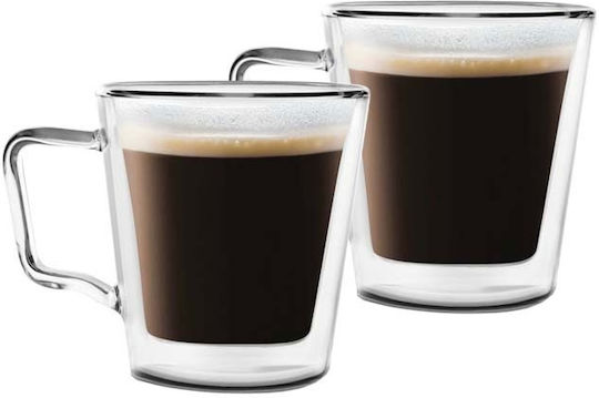 Vialli Design Set Căni Maro De sticlă Maro 250ml 2buc