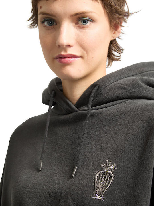 Vaderetro Cropped Women's Sweatshirt Hooded Vintage Black
