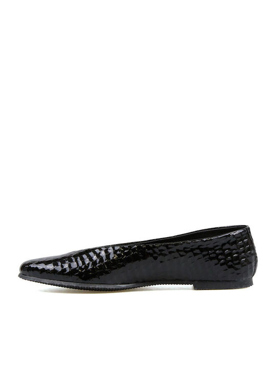 Patent Leather Leopard Ballerinas Black