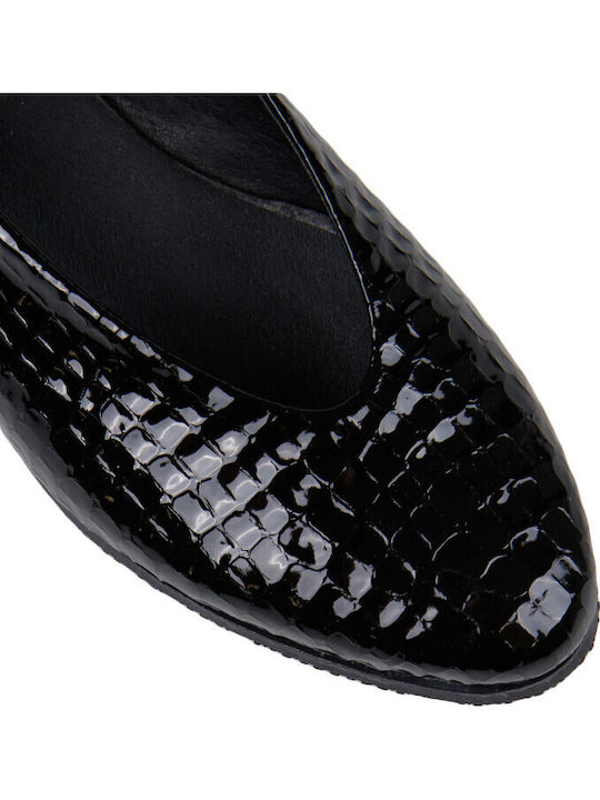 Patent Leather Leopard Ballerinas Black