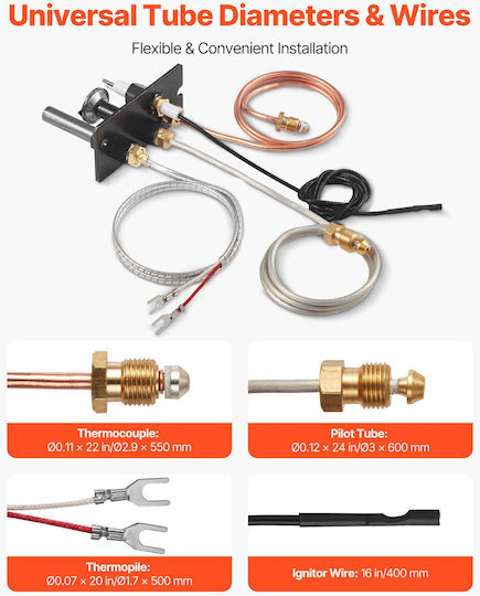 Vevor Gas Fireplace Pilot Assembly Natural Gas & LPG Suitable for Majestic Vermont Castings Temco Rqbldhzjsdzjs88ty001v7